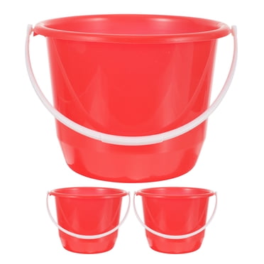 MOVTOTOP 3 Pcs Construction Durable Seau d'Eau Rouge en PP pour Bain Usage Domestique 12.6x7.5x6.3 Po