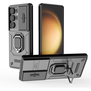 REQO pour Samsung Galaxy S25 Ultra Case, [Couverture de caméra coulissante] [Construire-dans Kickstand] Anneau rotatif militaire grade Shockproof étui de protection pour Samsung Galaxy S25 Ultra