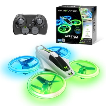 Sky Viper Matrix LED Stunt RC Drone, Indoor Tough, 1-Touch Stunts, Rechargeable Battery
