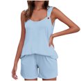 thumbnail image 2 of Yuyuzo Womens Lounge Sets Two Piece Square Neck Tank Tops Wide Leg Shorts with Pockets Matching Outfits, 2 of 7