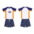 thumbnail image 1 of TOOYOU Toddler Boy Swimsuit 2 Piece Swim Set Short Sleeve Swim Shirt Swim Trunks Rash Guard Bathing Suits Child Swimwear For Beach Pool Size 4-5 Years,White, 1 of 9