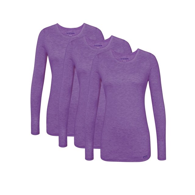Sivvan Lot de 3 T-Shirts à Manches Longues Confort pour Femmes / T-Shirt sous-Blouse