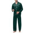 thumbnail image 4 of JMYHOAM Ensembles de Pyjamas pour Hommes Ensembles de Détente pour Hommes Manches Longues Col Rabattu Pyjamas Printemps Soie Soie Glacée Boutons Ensemble de Tenue d'Intérieur Vêtements de Détente, 4 of 7