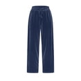 thumbnail image 3 of Plebaso Womens Velvet Pants Elastic Waist Drawstring Lounge Pants Straight Leg Trousers with Pockets, 3 of 5