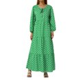 thumbnail image 1 of Kmbangi Robe Longue pour Femmes à Imprimé Géométrique, Col en V, Manches Longues Bouffantes, Coupe Ample, Robe Mode pour le Printemps et l'Été, 1 of 9