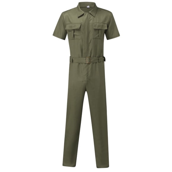 TIMIFIS Men's Long Sleeve Coverall Action Back Coverall with Zipper Pockets, Mechanic UniformFall