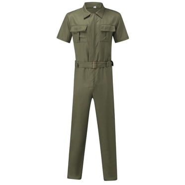 Cameland Combinaison de Travail à Manches Courtes pour Homme, Légère, avec Taille Élastique, Combinaison Cargo à Multiples Poches