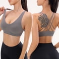 thumbnail image 3 of Women's Spaghetti Strap Bra Padded Bra Feature V-Neck Bralette Bra Style W-279 Gray M, 3 of 8
