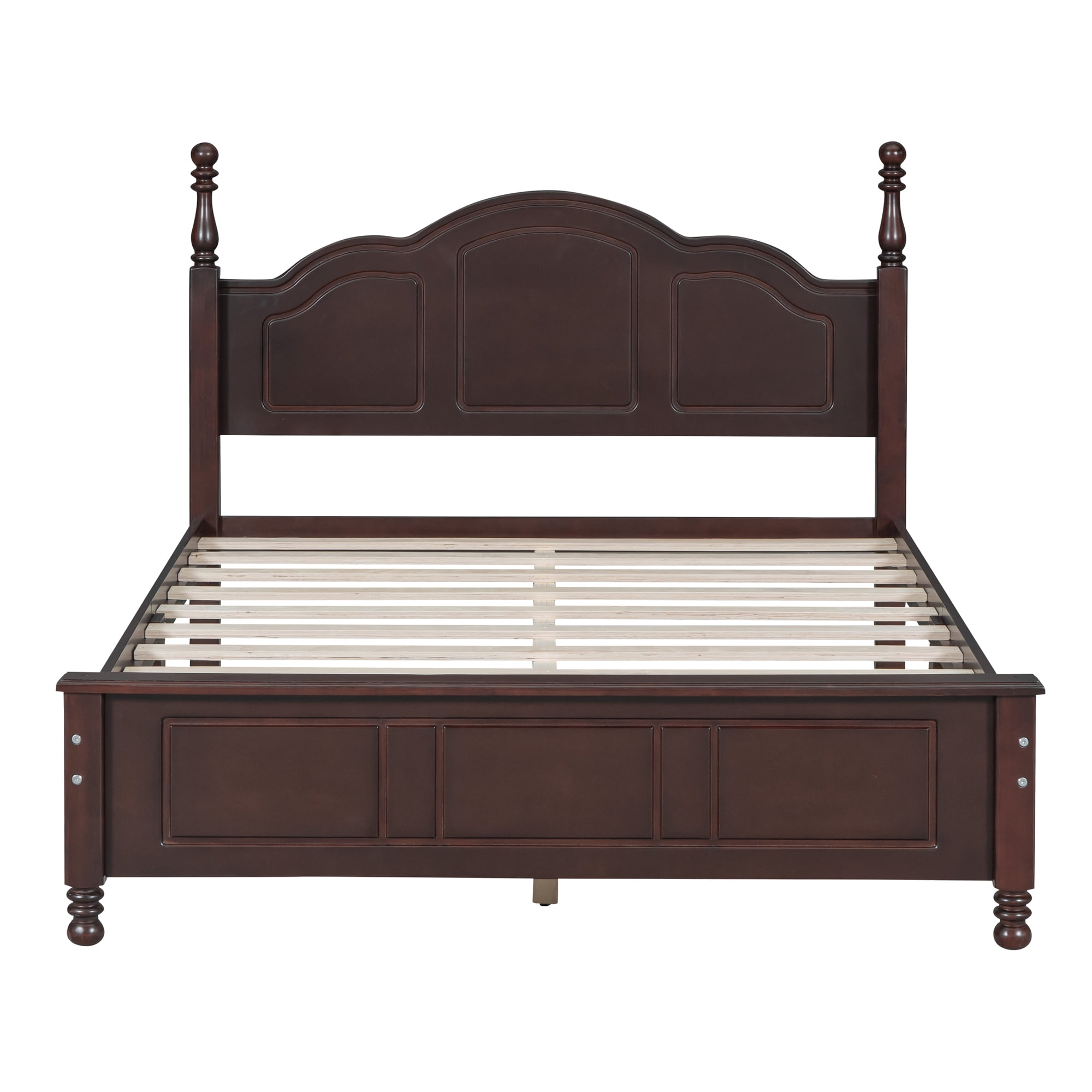 Homy Casa Full Size Wood Platform Bed Frame, Walnut Finish, Sturdy Slats, No Box Spring Needed, Easy Assembly, 550 lbs Capacity