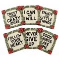 thumbnail image 1 of Inkdotpot Set of 6 Drink Coasters DecorativeNon,SlipCork Base4-inch Square PrintedCoastersEasy Clean- Quotes, 1 of 8