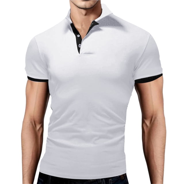 BOBOGOJP Polos pour Hommes Randonnée Séchage Rapide T-Shirts à Manches Courtes Piqué Polo à Col Jersey (Blanc,8TG)