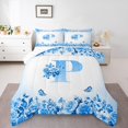 thumbnail image 1 of Erosebridal Ensembles de Literie Initiale Florale Double avec Couette, Insert de Couette Fleur Papillon, Déco de Chambre Ado, Réversible, 3 Pcs, 1 of 8