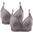 thumbnail image 1 of Birdeem 2Pcs Womans Printing Gathered Together Large Size Daily Bra Underwear No Rims, 1 of 9