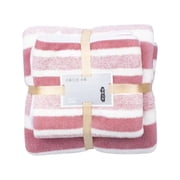 TopLLC Coral Velvet Towel Bath Towel Set Striped Thickened Towel Absorbent Bath Towel Wedding Gift Towel