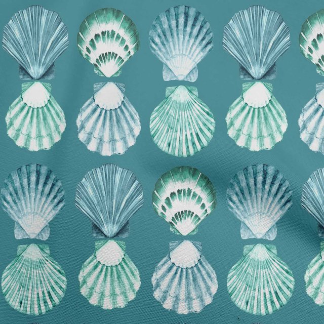 oneOone Viscose Jersey Teal Green Fabric Sea Shells Ocean Fabric For Sewing Printed Craft Fabric By The Yard 60 Inch Wide