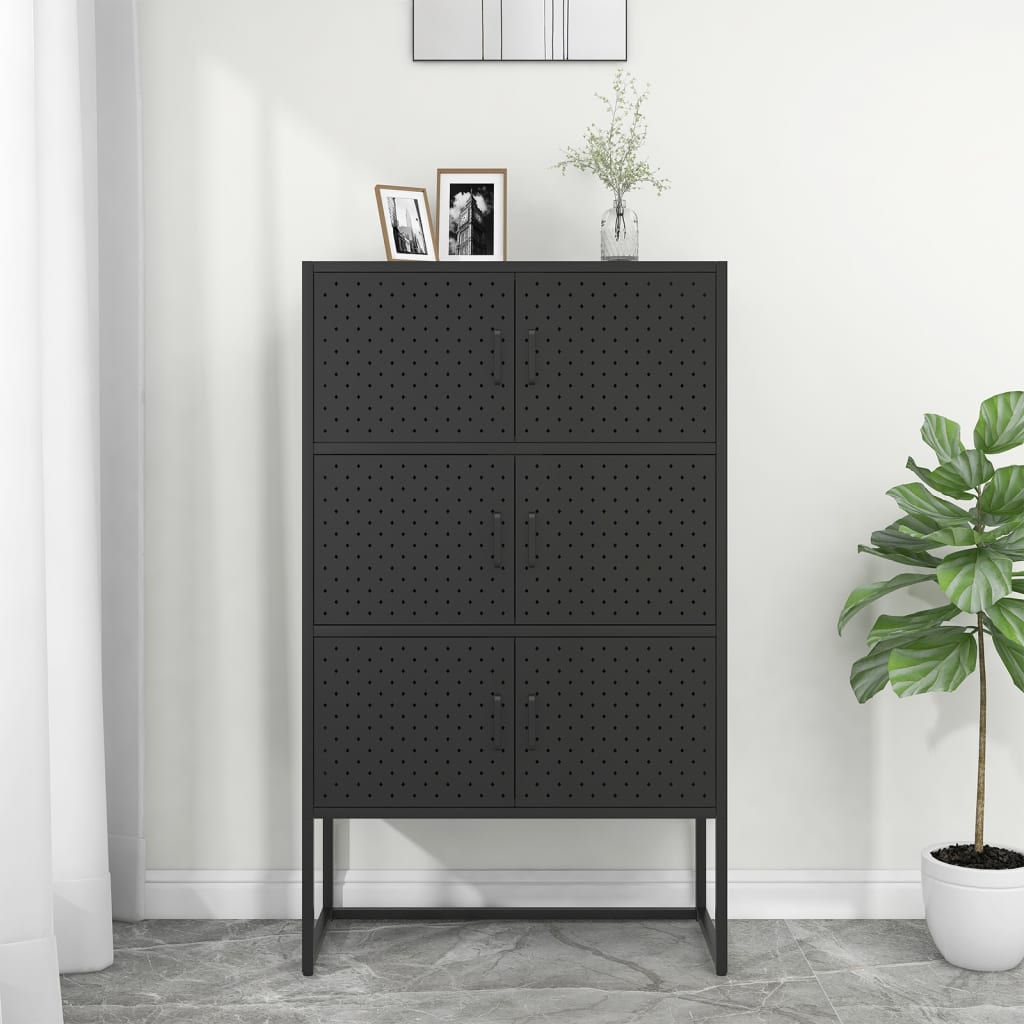 vidaXL Haut Buffet Noir 80x35x135 cm Acier