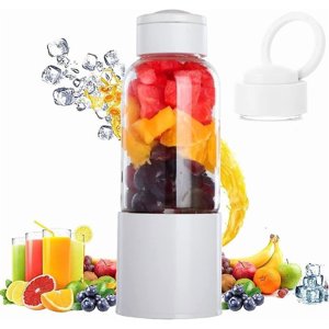 Mélangeur portable, tasse de juteuse avec 450ml 6 Lames libres de Bpa,mini Mélangeur (blanc)