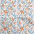 thumbnail image 1 of oneOone Georgette Viscose Orange Fabric Beach Starfish &Shell Sewing Material Print Fabric By The Yard 42 Inch Wide, 1 of 4