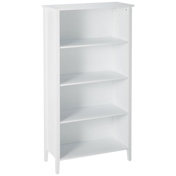 Kings Brand Furniture White Finish Wood 4-Shelf Bookcase