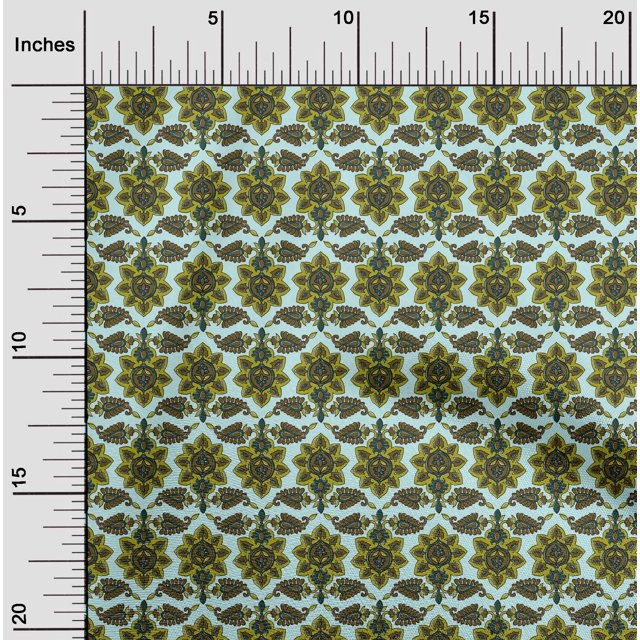 oneOone Polyester Lycra Fabric Floral & Paisley Block Print Fabric By Yard 56 Inch Wide
