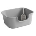 thumbnail image 1 of Open Top Pet Litter Tray Cat Litter Box High Sided Easy to Clean Extra Large Grey, 1 of 9