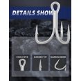 thumbnail image 2 of BLUEWING 7X Treble Hooks 5pcs Needle Point Hooks Fishing Hooks High Carbon Steel Hooks Extra Sharp Fish Hooks for Freshwater Saltwater Fishing, Size 3/0, 2 of 7