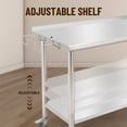 thumbnail image 4 of Table de Préparation en Acier Inoxydable Certifiée NSF - 60x24x35 Pouces - Tablette Inférieure Réglable, avec Roulettes, Garde Arrière, Bord Courbé, Support à Déchets Amovible, pour Cuisine, Maison et Brasserie, 4 of 7