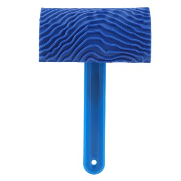 Delaman Outil de Peinture de Grain de Bois, Rouleau de Peinture d'effet de Grain de Bois en Caoutchouc Bleu avec poignée Outil de décoration Murale Bricolage