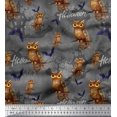 thumbnail image 1 of Soimoi Cotton Poplin Fabric Owl,Bat & Haunted House Halloween Printed Craft Fabric by the Yard 42 Inch Wide, 1 of 3