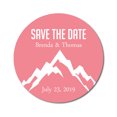 thumbnail image 1 of Darling Souvenir Round 45 Pcs Snowy Mountain Save The Date Stickers Personalized Bride Groom Names And Date Envelope Seals- Peach & White, 1 of 4