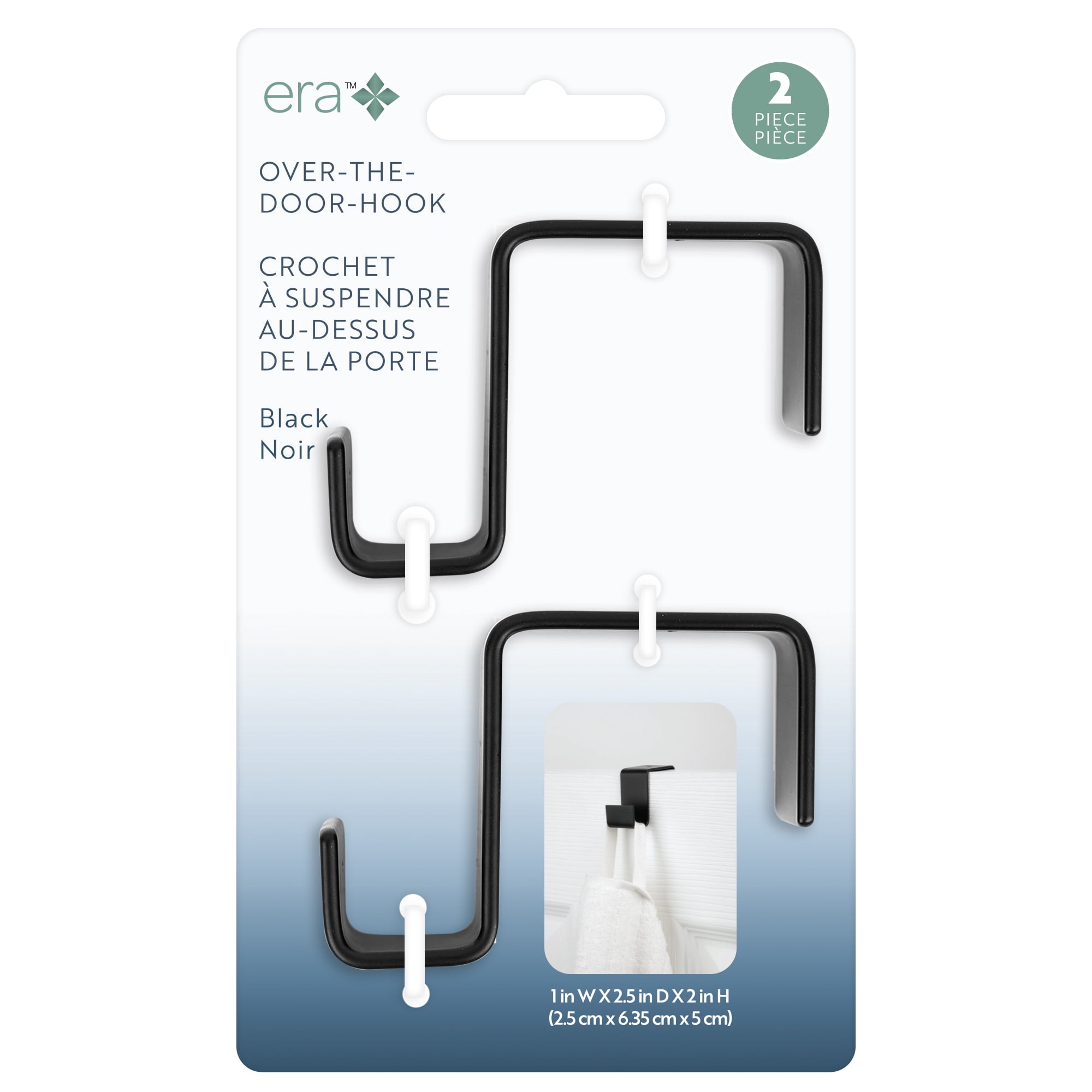 Era Crochet plat pour armoire, organisateur, noir 2 x (1po x 2po crochet)