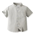 thumbnail image 2 of LUOGENLI Maxi Tops Sets Boys 2 Piece Outfits Floral Spring Summer Boys Short Sleeved Shirt Solid Color Single Cotton Cardigan Children's Shirt Maxi Tops Set Ruffle Khaki Size 11-12 Years, 2 of 3