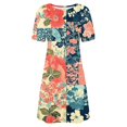 thumbnail image 4 of Ovzne Robes d'Été pour Femmes 2025 Robe d'Été Mode pour Femmes Robe à Col Rond à Manches Courtes Imprimée Robe Chandail Grande Taille Robe Maxi à Manches Courtes Liquidation, 4 of 5