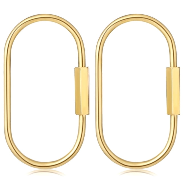 2 Pcs Brass Key Ring Gold Screw Lock Clip Key Ring Chain Durable Simple Brass Keychain Holder, 2.36 x 1.22 inch