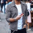 thumbnail image 4 of Rain Jacket mens Fashion Casual Solid Color Jacket Outdoor Zipper Jacket Tooling Jacket, 4 of 9