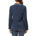 thumbnail image 3 of INSPIRE CHIC Blouse à Col à Volants Noué pour Femme Manches Longues Hauts L Bleu Foncé-Pois, 3 of 7