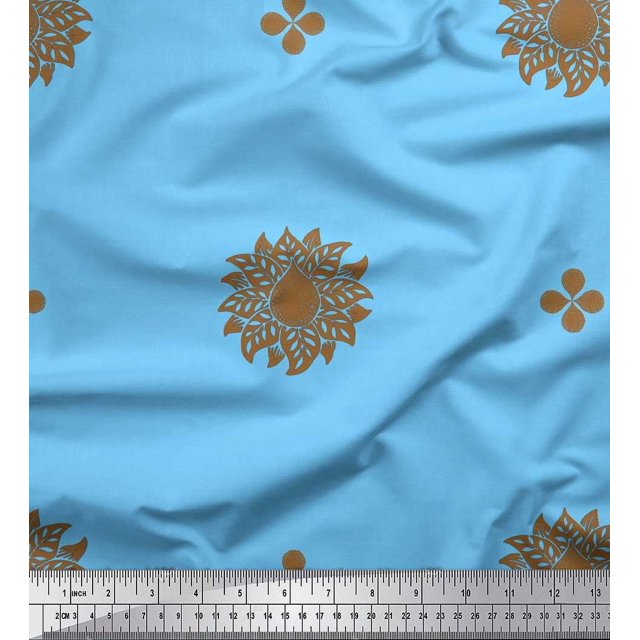 Soimoi Rayon Fabric Flower Artistic Print Sewing Fabric Yard 56 Inch Wide
