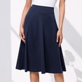 thumbnail image 3 of Mrat Jupe Mini pour Femmes Jupe pour Femmes Fille Extensible Jupe Haute Mini Taille Plissée Mi-Longue Jupe Midi Fluide Version Imprimée Élastique Jupe Évasée en Tricot Bleu Foncé 2TG, 3 of 4