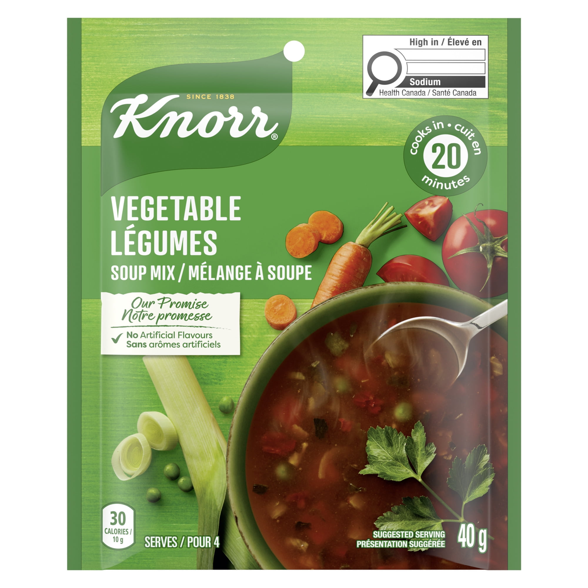 Knorr Mélange à soupe aux légumes, sans arômes artificiels, repas rapide et facile, 40 g