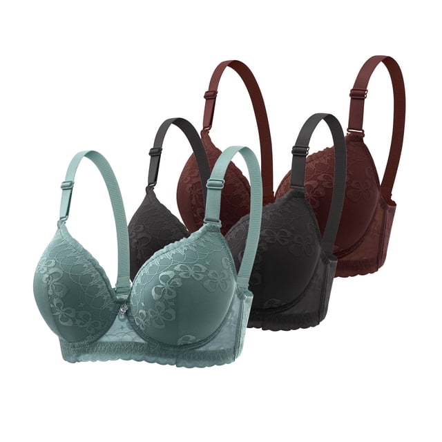 biudgviw Lace Bralettes for Women 3 Pc Underwire Support Lifting Full Coverage Everyday Bralettes Push up Bras