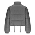 thumbnail image 5 of hoksml Women's Cropped Puffer Jacket with Drawstring Hem, Stand Collar Boxy Zip Front Casual Streetwear Short Jacket, 5 of 5