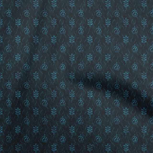 oneOone Cotton Silk Blue Fabric Abstract Craft Projects Decor Fabric Printed By The Yard 42 Inch Wide
