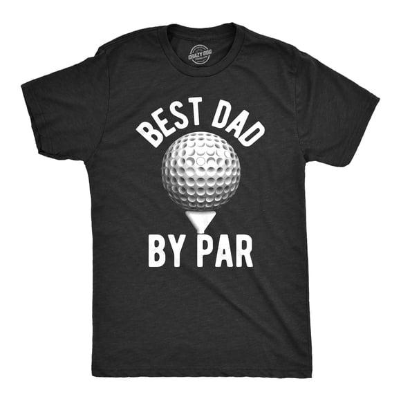 Mens Best Dad By Par T shirt Funny Fathers Day Golf Tee Golfing Gift for Golfer (Heather Black - Dad By Par) - L