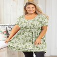 thumbnail image 2 of Tunique Grande Taille pour Femmes Manches Courtes Roses Vertes Hauts 3X Col Rond Vêtements Été Fluide Vêtements de Maternité Chemise, 2 of 6