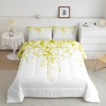 thumbnail image 1 of Erosebridal Eucalyptus Leaf Bedding Queen Comforter Set, Yellow Down Comforter, Spring Plant Decor, Microfiber 3 Pieces, 1 of 8