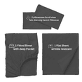 thumbnail image 4 of Comfy Bamboo World 9900 Series Embroidered Bedsheets Sheet Set, Full Size, Dark Grey, 4 of 5