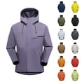 thumbnail image 1 of CFLVAEK Veste de Pluie Femme Imperméable Légère Randonnée Plein Air Veste à Capuche Automne Printemps Vestes à Fermeture Éclair avec Poches Vert Armée TG, 1 of 5
