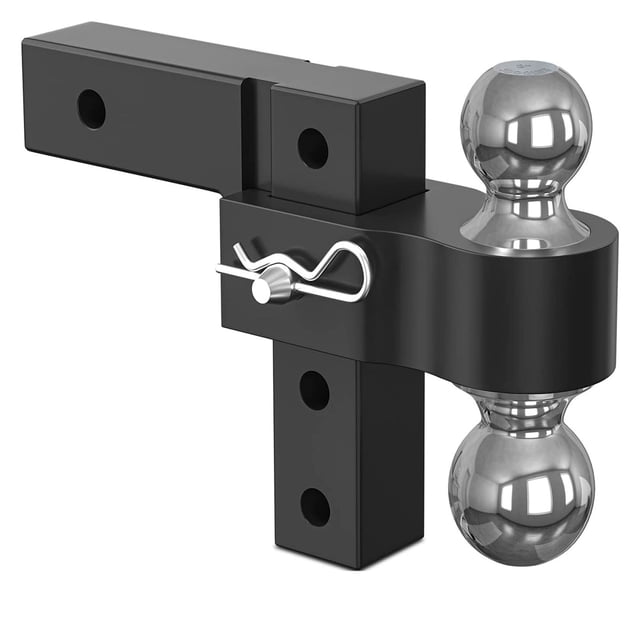 Adjustable Trailer Hitch Ball Mount Fits 2-Inch Receiver 6-Inch Drop Hitch Tow Hitch Aluminum Forged Shank 2"& 2-5/ 16"Balls ,Weatherproof Double Locking Hitch Pin