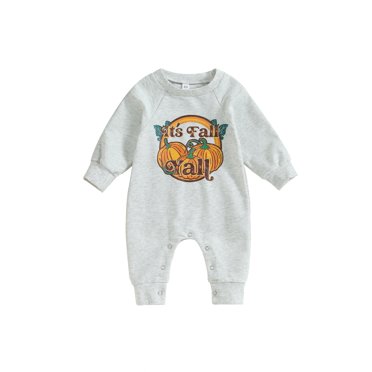 Honganda Combinaisons d'Automne pour Bébés Garçons Filles Imprimé Citrouille Mignon Manches Longues Tenue d'Halloween