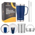 thumbnail image 1 of AVODAH Tea Infuser Mug with Tea Strainer, Two Lids and Straw - Blue, 1 of 9